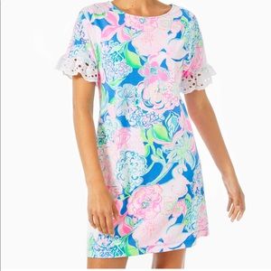 Floral Print Dress with Lace Sleeves